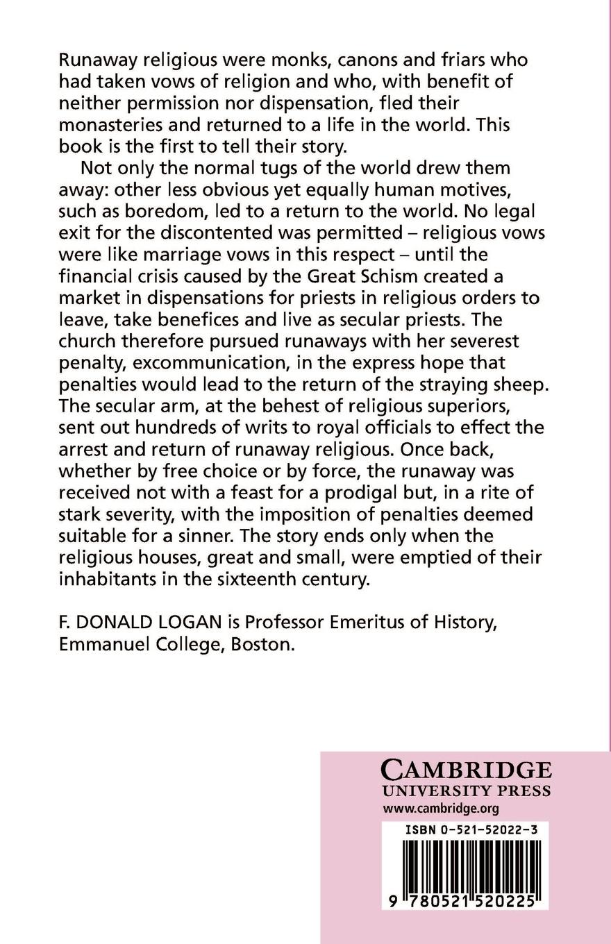 Rückseitencover Runaway Religious in Medieval England, C.1240 1540