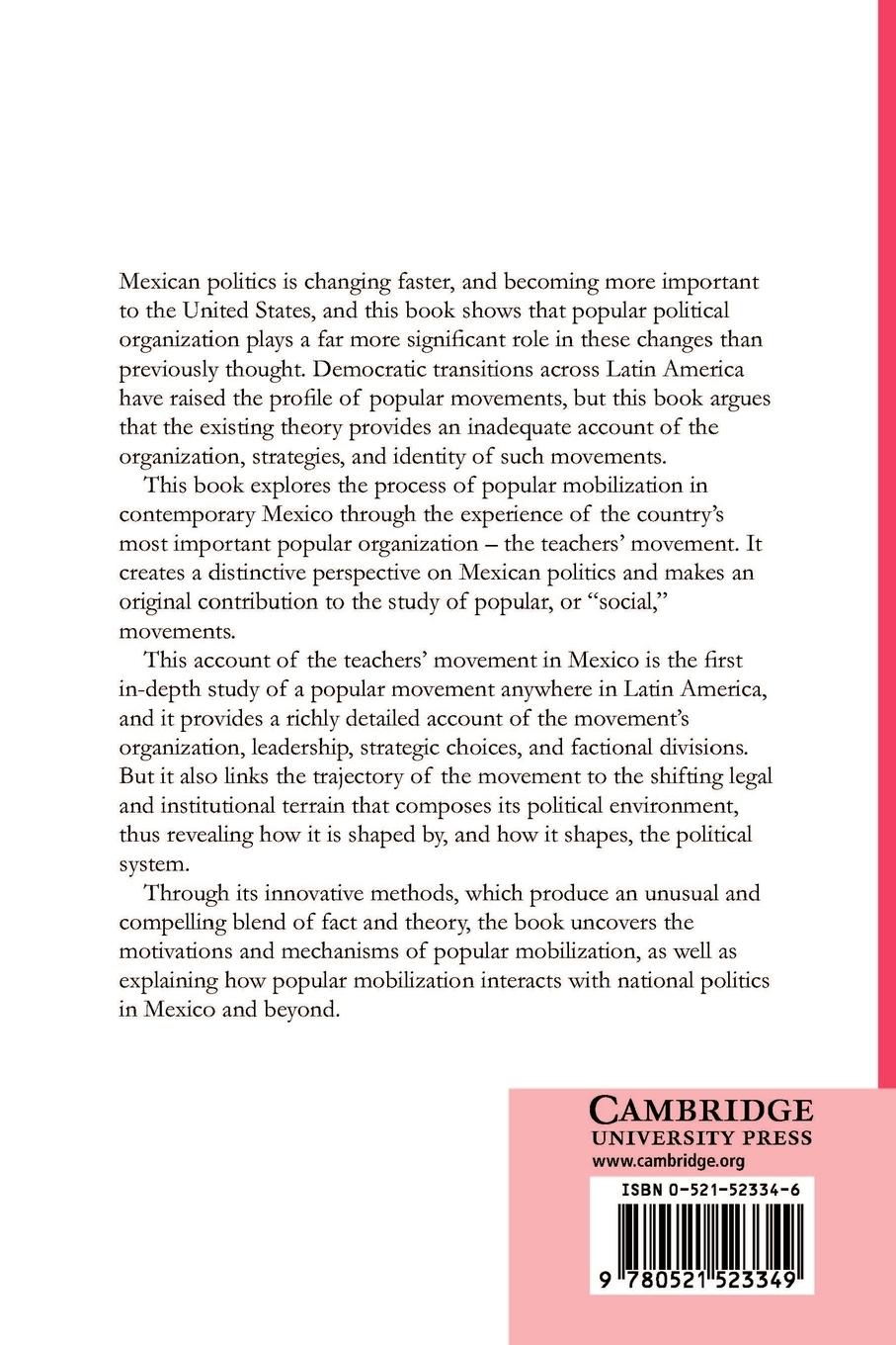 Rückseitencover Popular Mobilization in Mexico