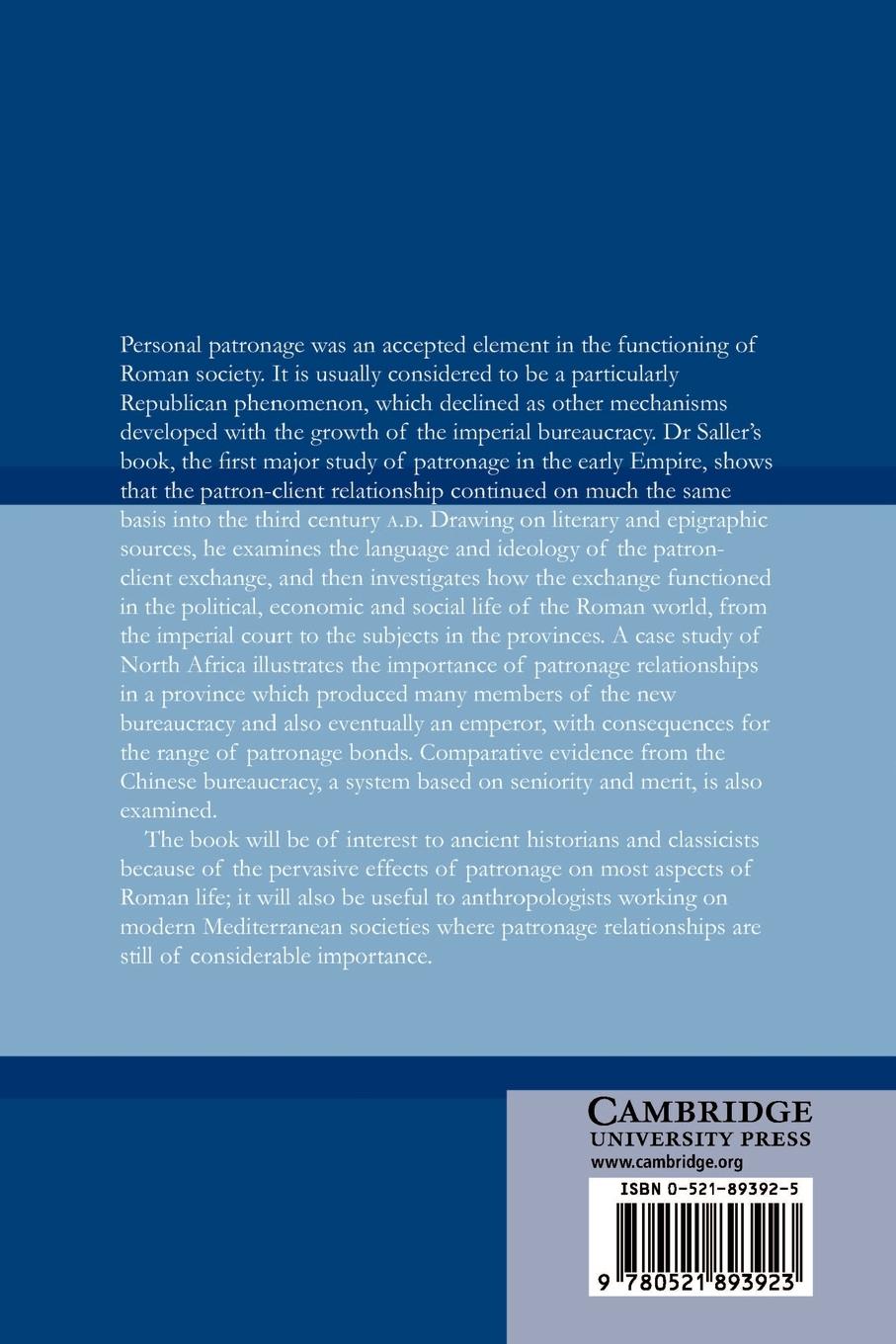 Rückseitencover Personal Patronage Under the Early Empire