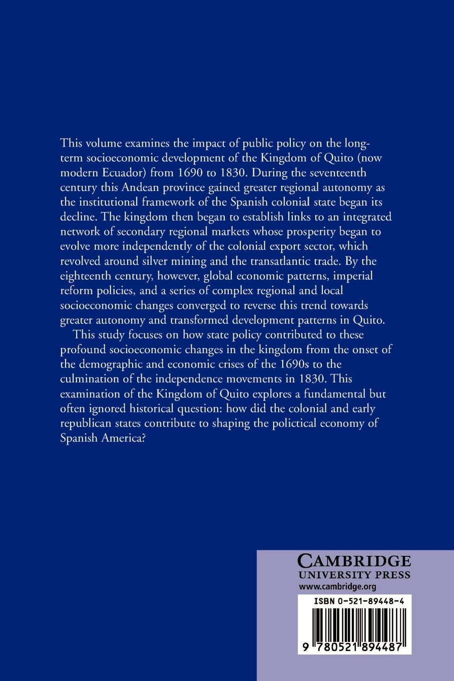 Rückseitencover The Kingdom of Quito, 1690 1830