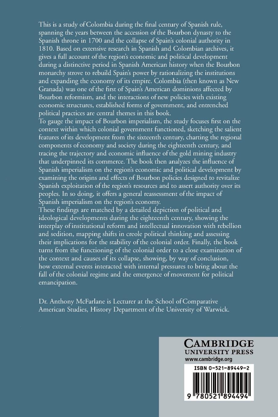 Rückseitencover Colombia Before Independence