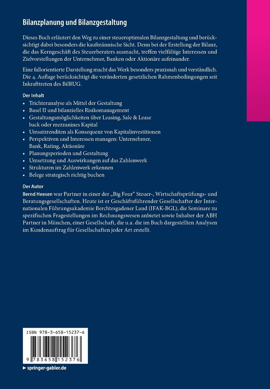 Rückseitencover Bilanzplanung und Bilanzgestaltung