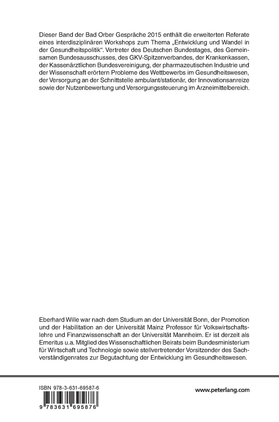 Rückseitencover Entwicklung und Wandel in der Gesundheitspolitik