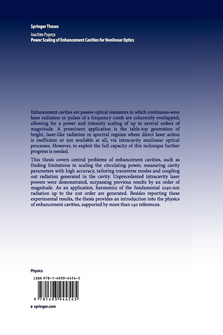 Rückseitencover Power Scaling of Enhancement Cavities for Nonlinear Optics