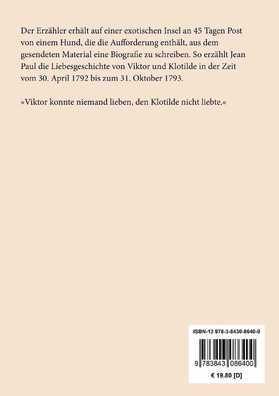 Rückseitencover Hesperus oder 45 Hundsposttage