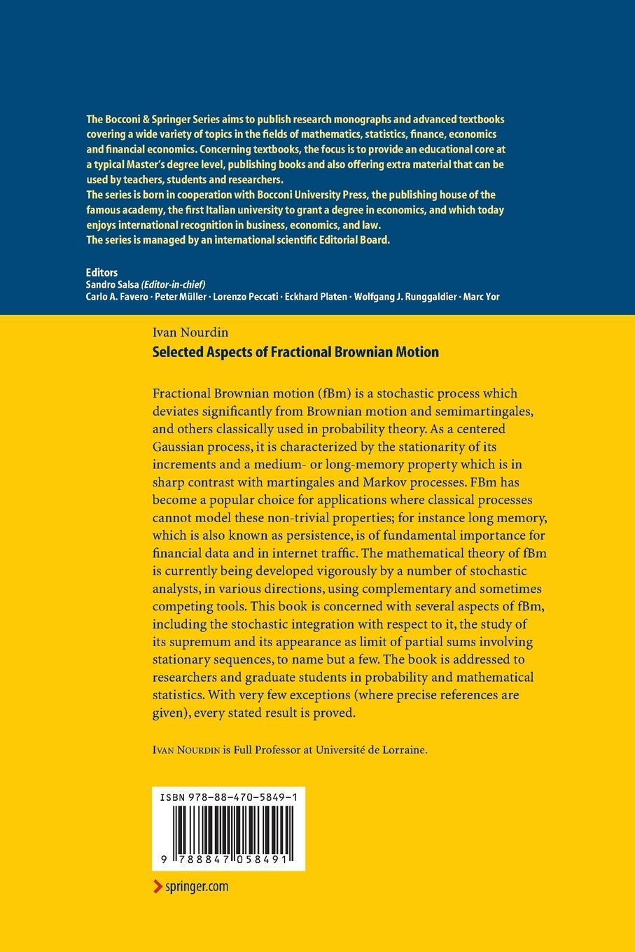 Rückseitencover Selected Aspects of Fractional Brownian Motion