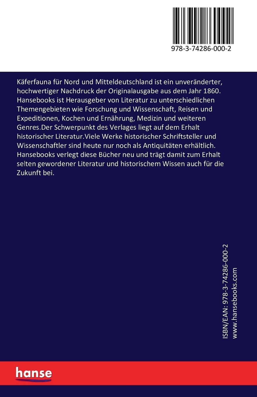 Rückseitencover Käferfauna für Nord und Mitteldeutschland