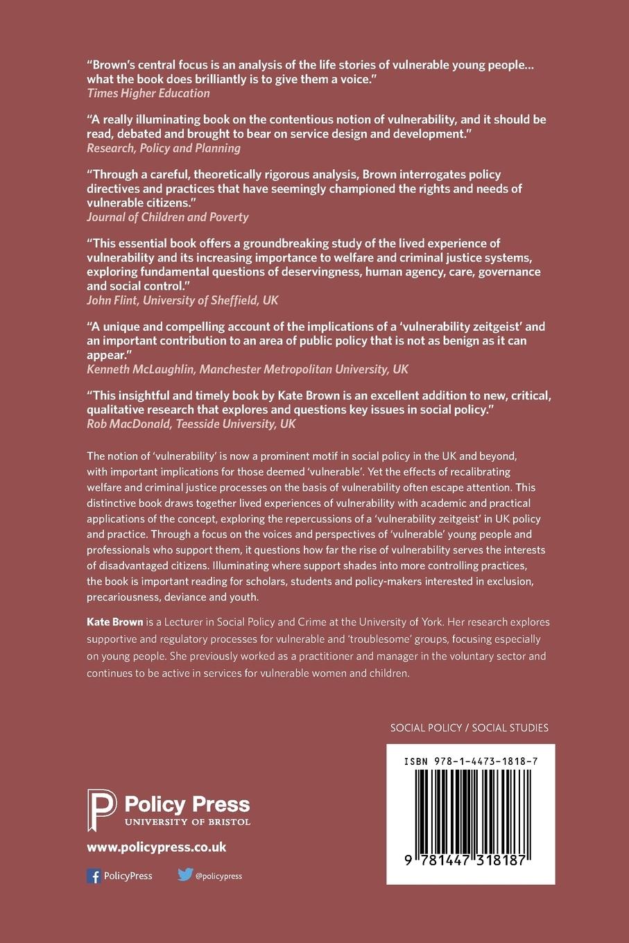 Rückseitencover Vulnerability and young people