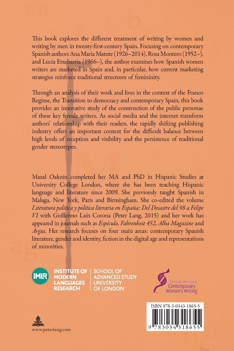 Rückseitencover Feminism, Writing and the Media in Spain