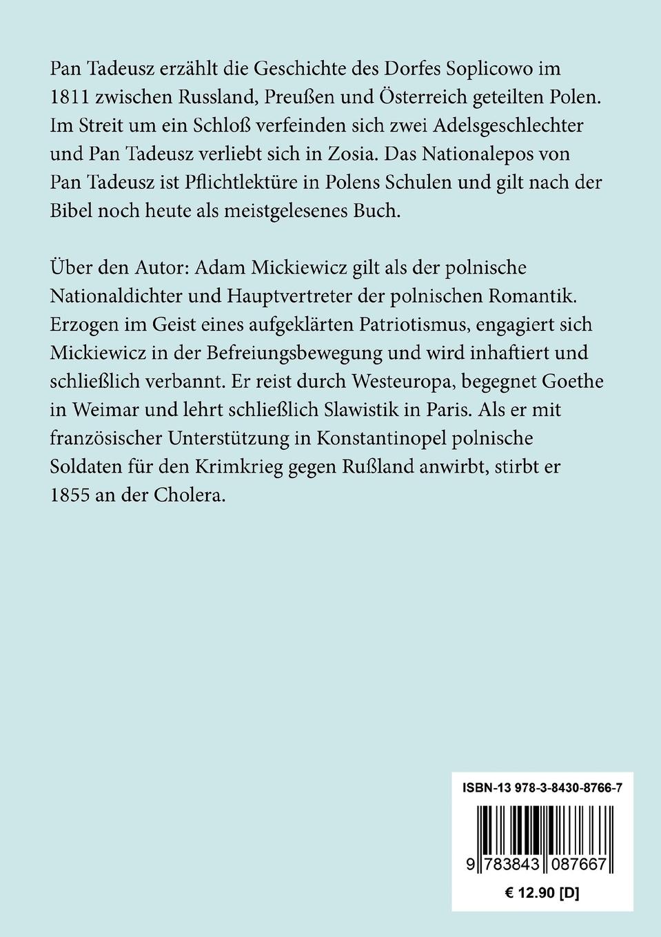 Rückseitencover Pan Tadeusz oder Die letzte Fehde in Litauen