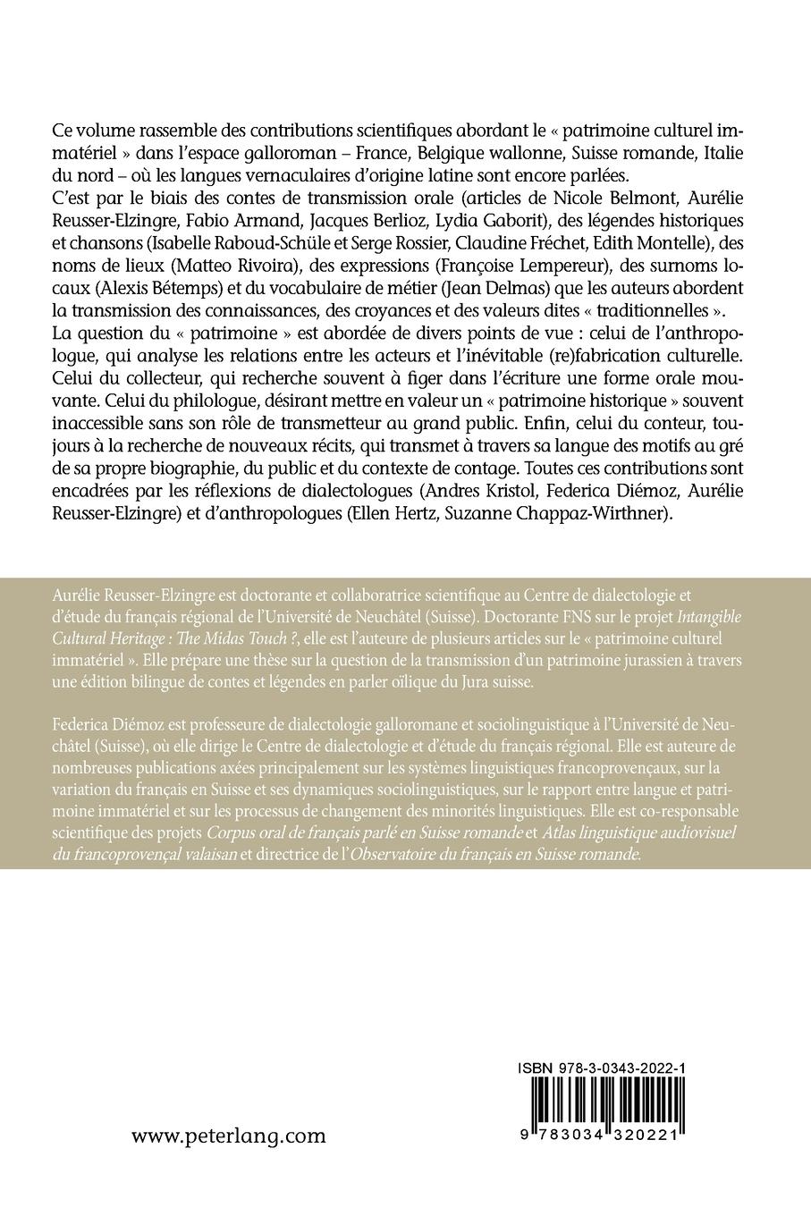 Rückseitencover Le patrimoine oral : ancrage, transmission et édition dans l'espace galloroman