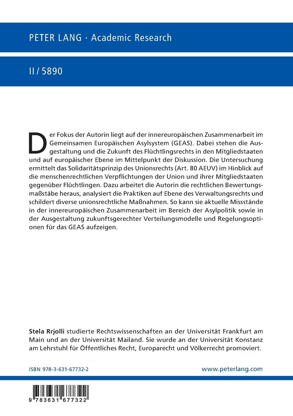 Rückseitencover Die Aufteilung der Verantwortlichkeiten in dem Gemeinsamen Europäischen Asylsystem (GEAS)