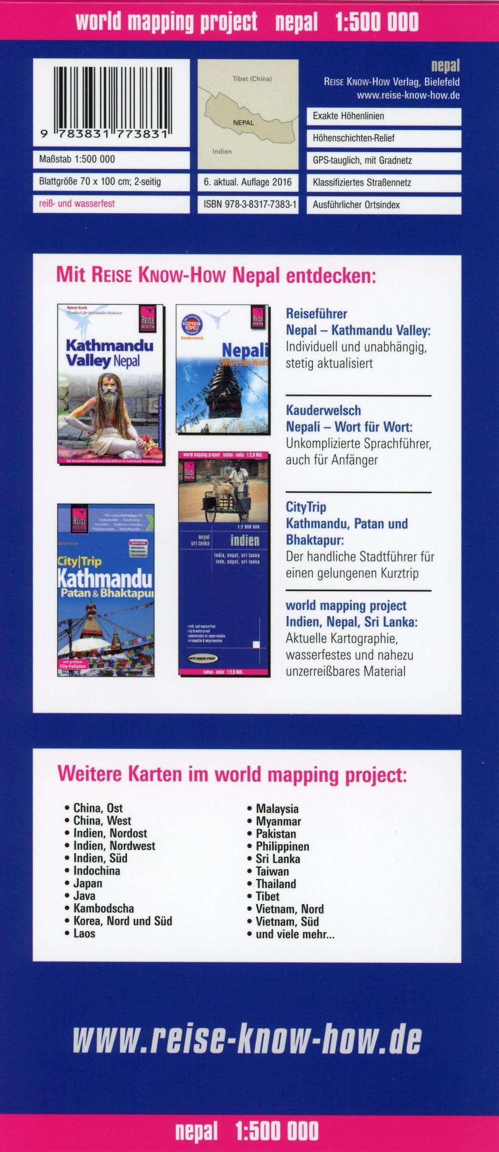 Beispielinhalt (Bild) Reise Know-How Landkarte Nepal 1 : 500 000