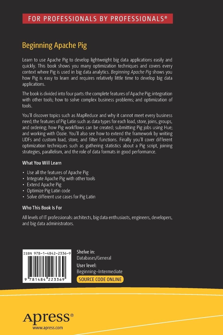 Rückseitencover Beginning Apache Pig