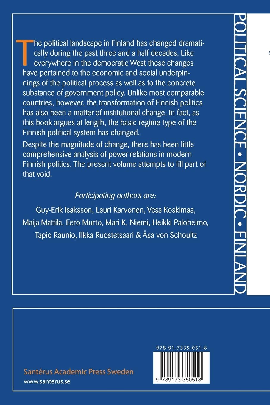 Rückseitencover The Changing Balance of Political Power in Finland