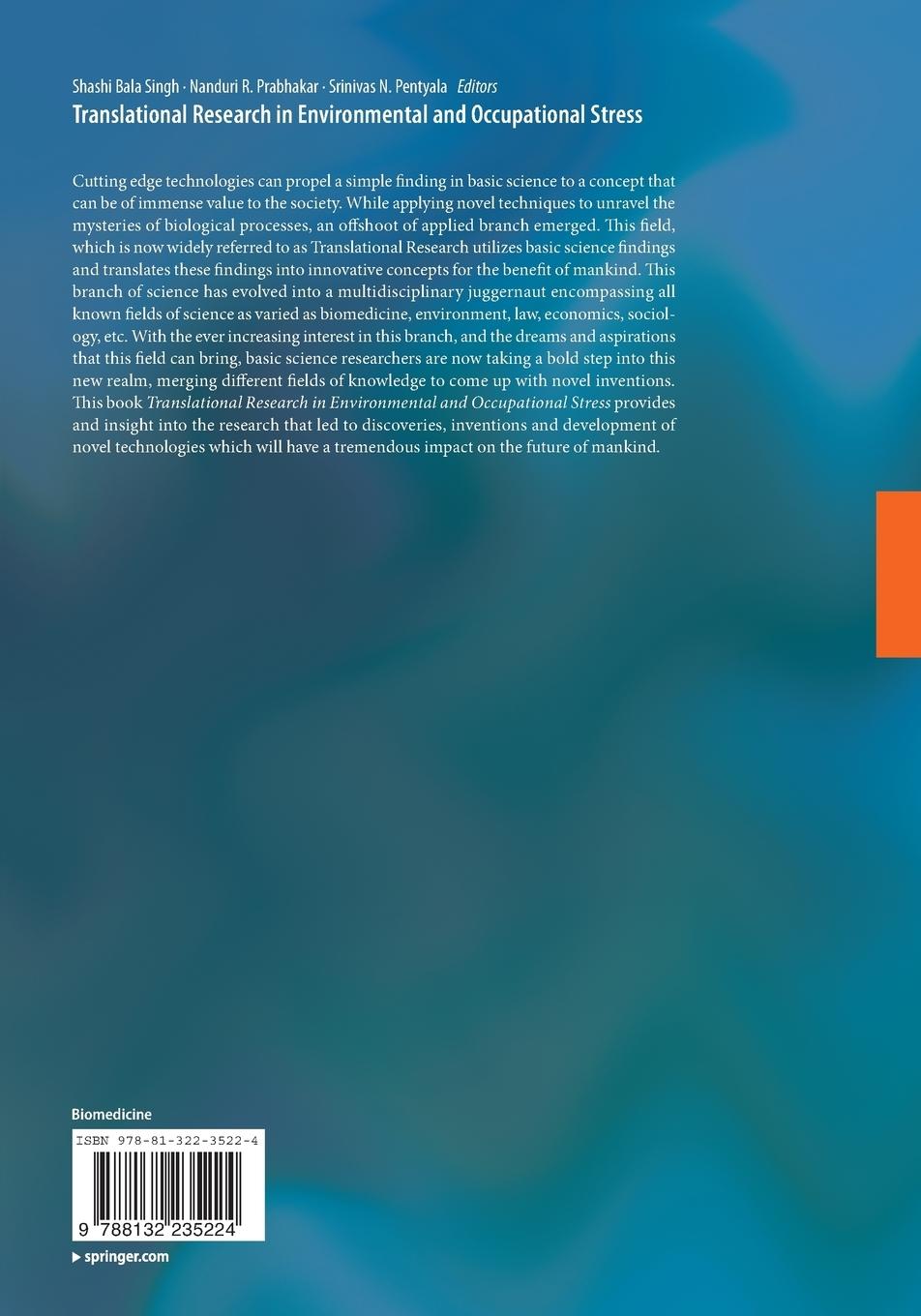 Rückseitencover Translational Research in Environmental and Occupational Stress