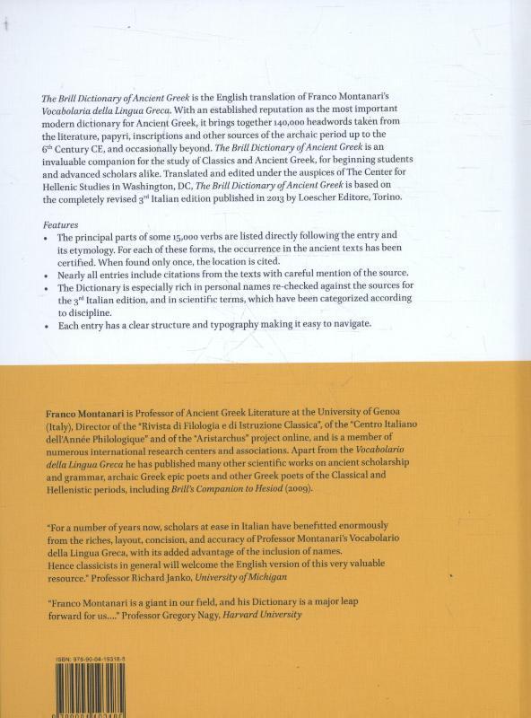 Rückseitencover The Brill Dictionary of Ancient Greek
