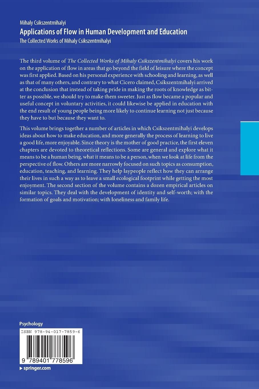 Rückseitencover Applications of Flow in Human Development and Education