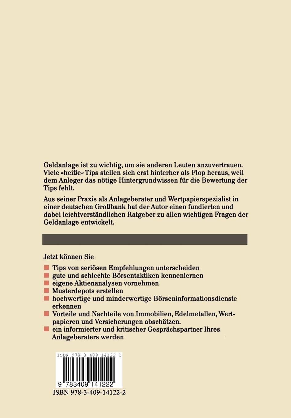 Rückseitencover Geldanlage professionell