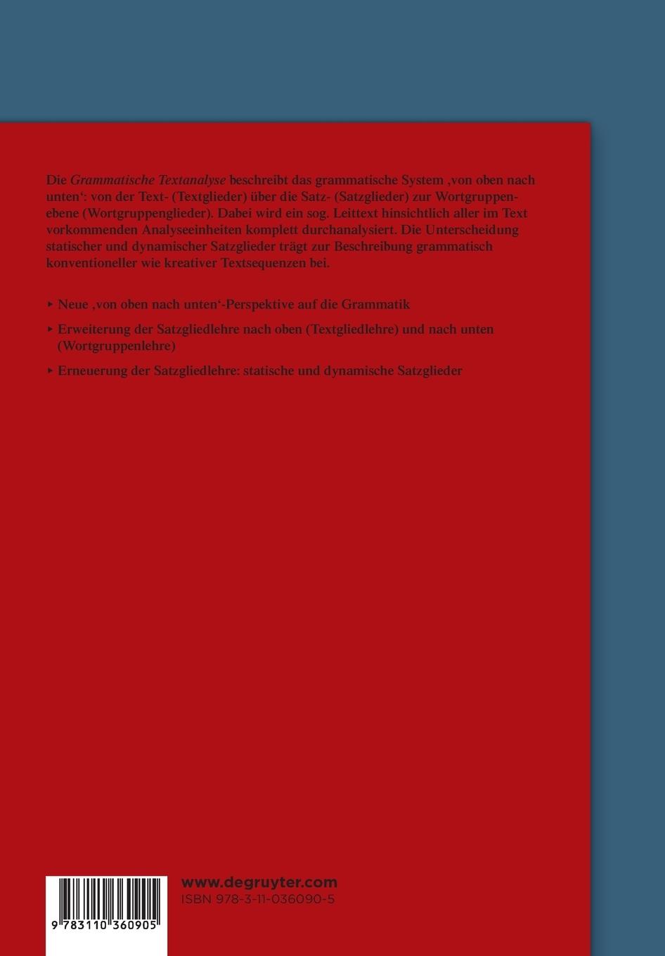 Rückseitencover Grammatische Textanalyse