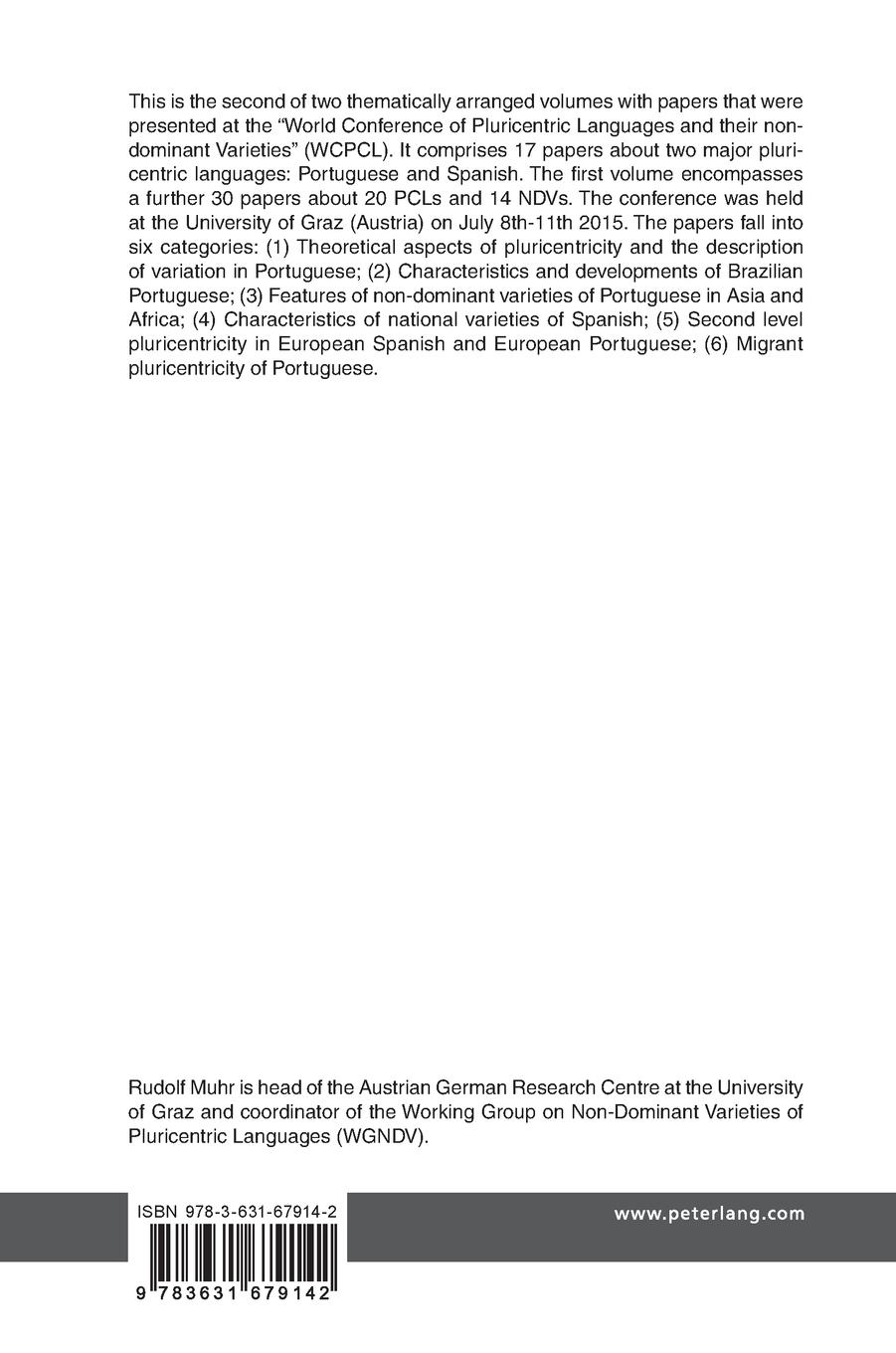 Rückseitencover Pluricentric Languages and Non-Dominant Varieties Worldwide