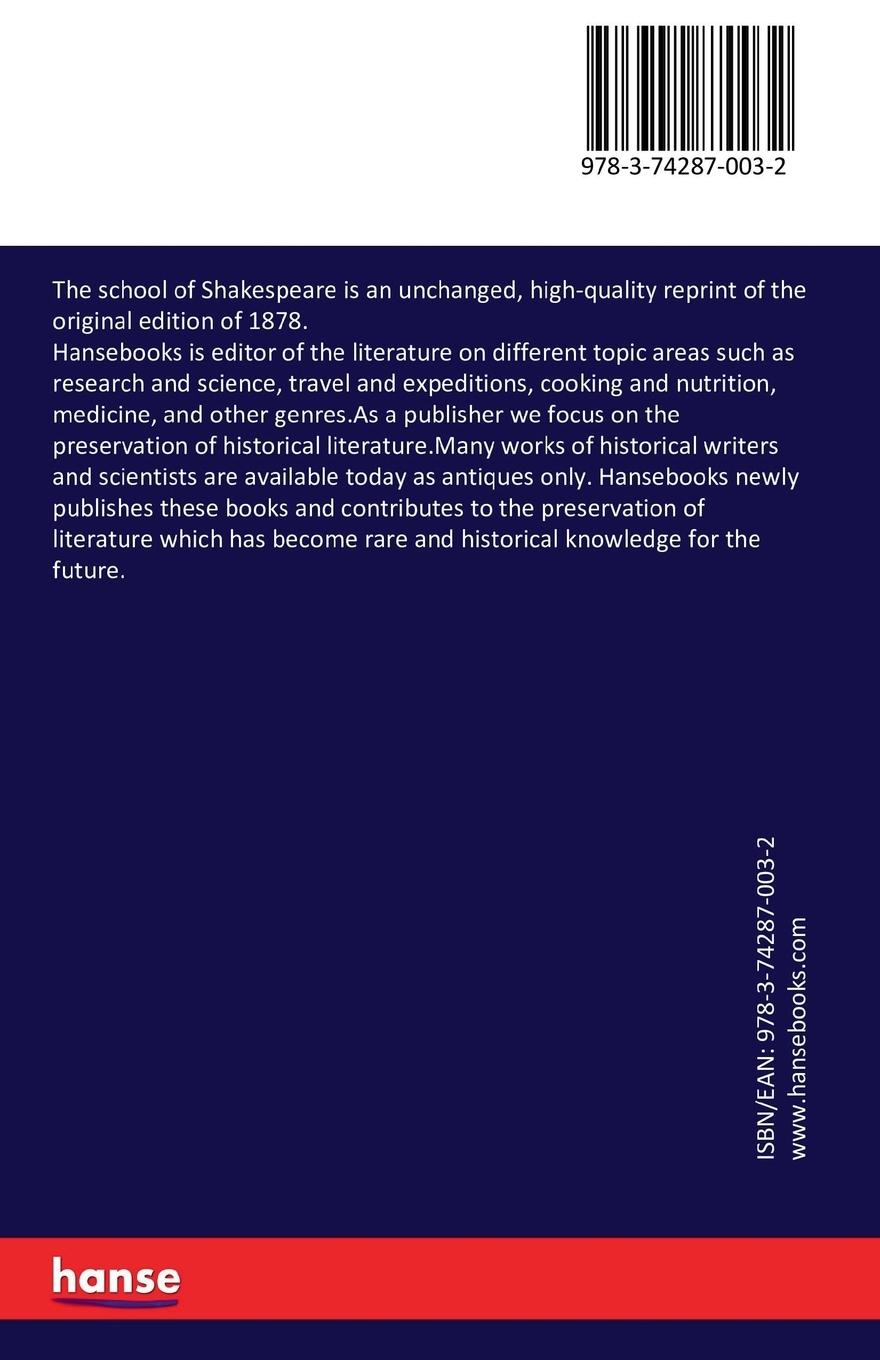 Rückseitencover The school of Shakespeare