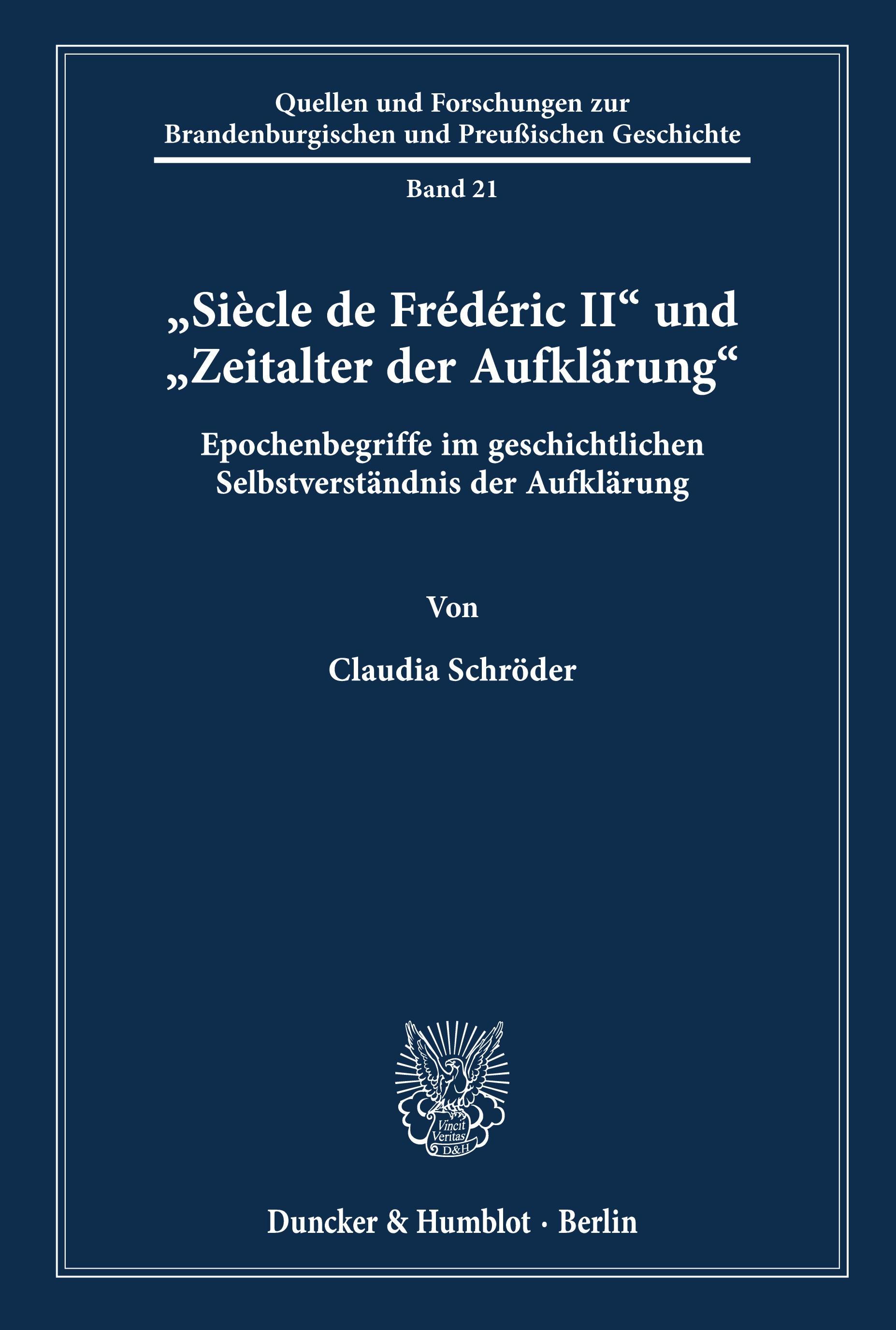 Vorderes Coverbild "Siècle de Frédéric II' und "Zeitalter der Aufklärung'.