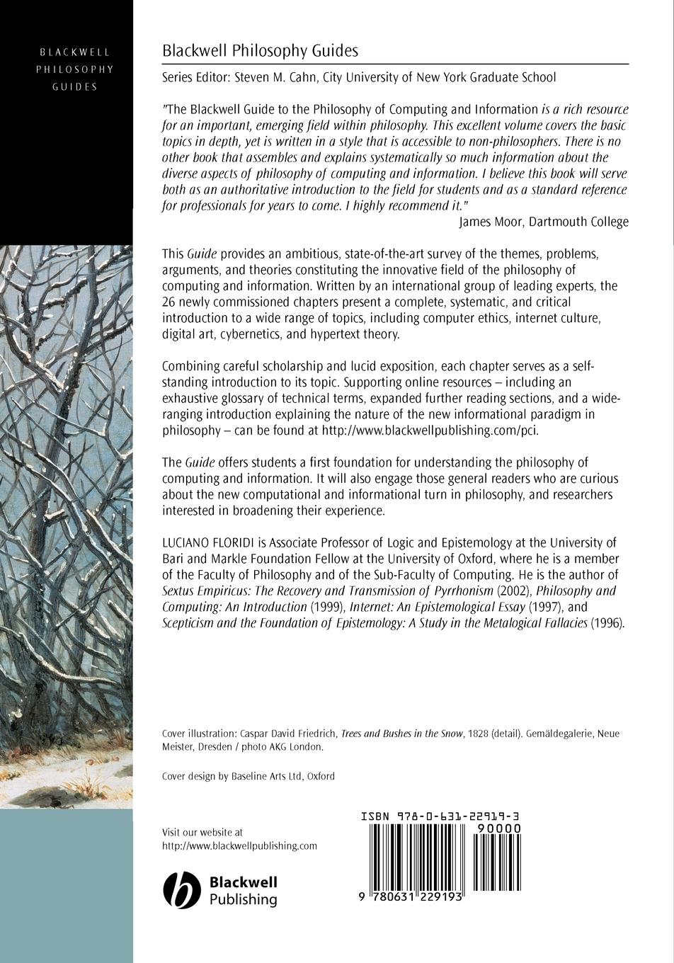 Rückseitencover The Blackwell Guide to the Philosophy of Computing and Information