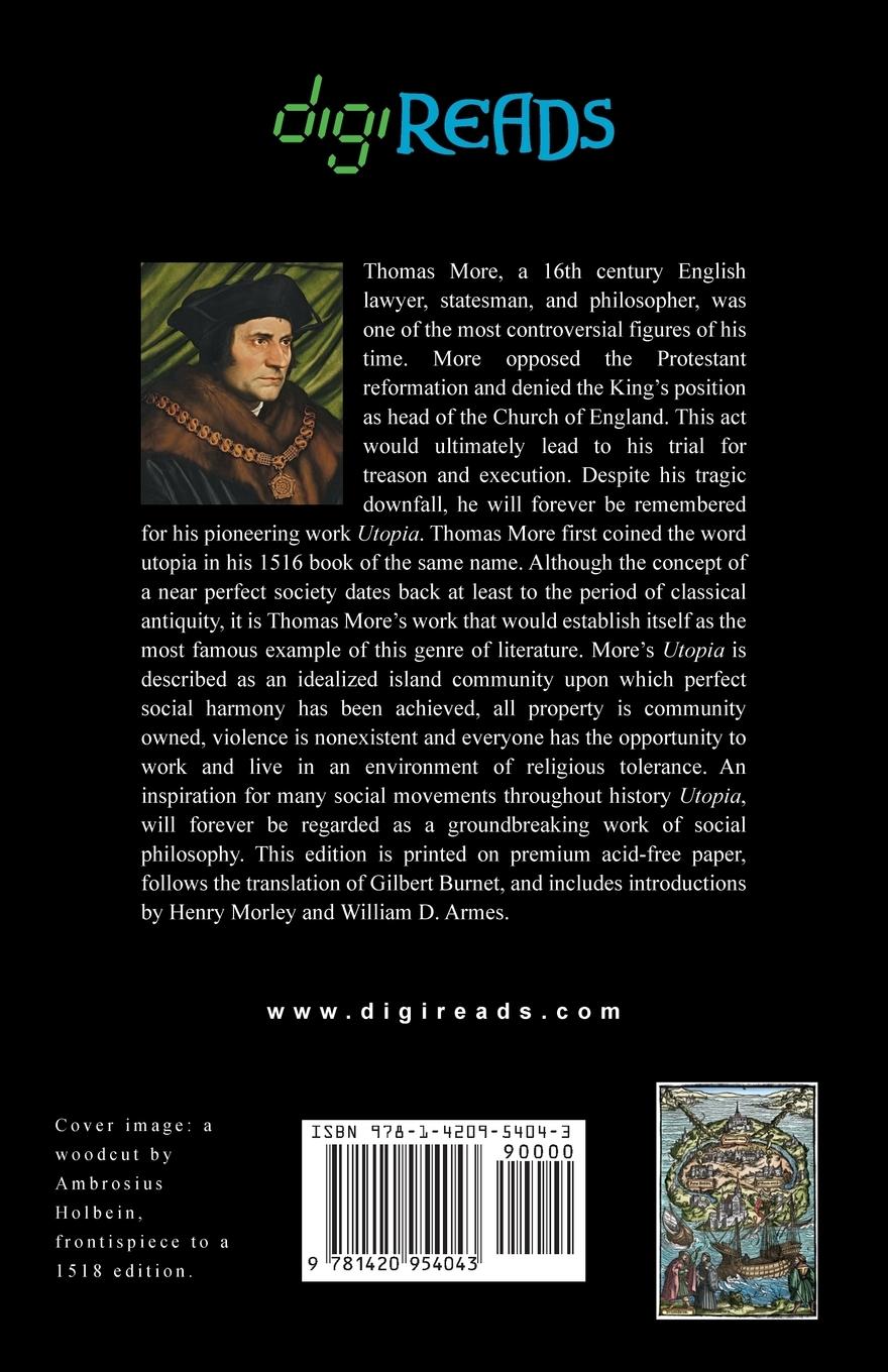 Rückseitencover Utopia (Translated by Gilbert Burnet with Introductions by Henry Morley and William D. Armes)