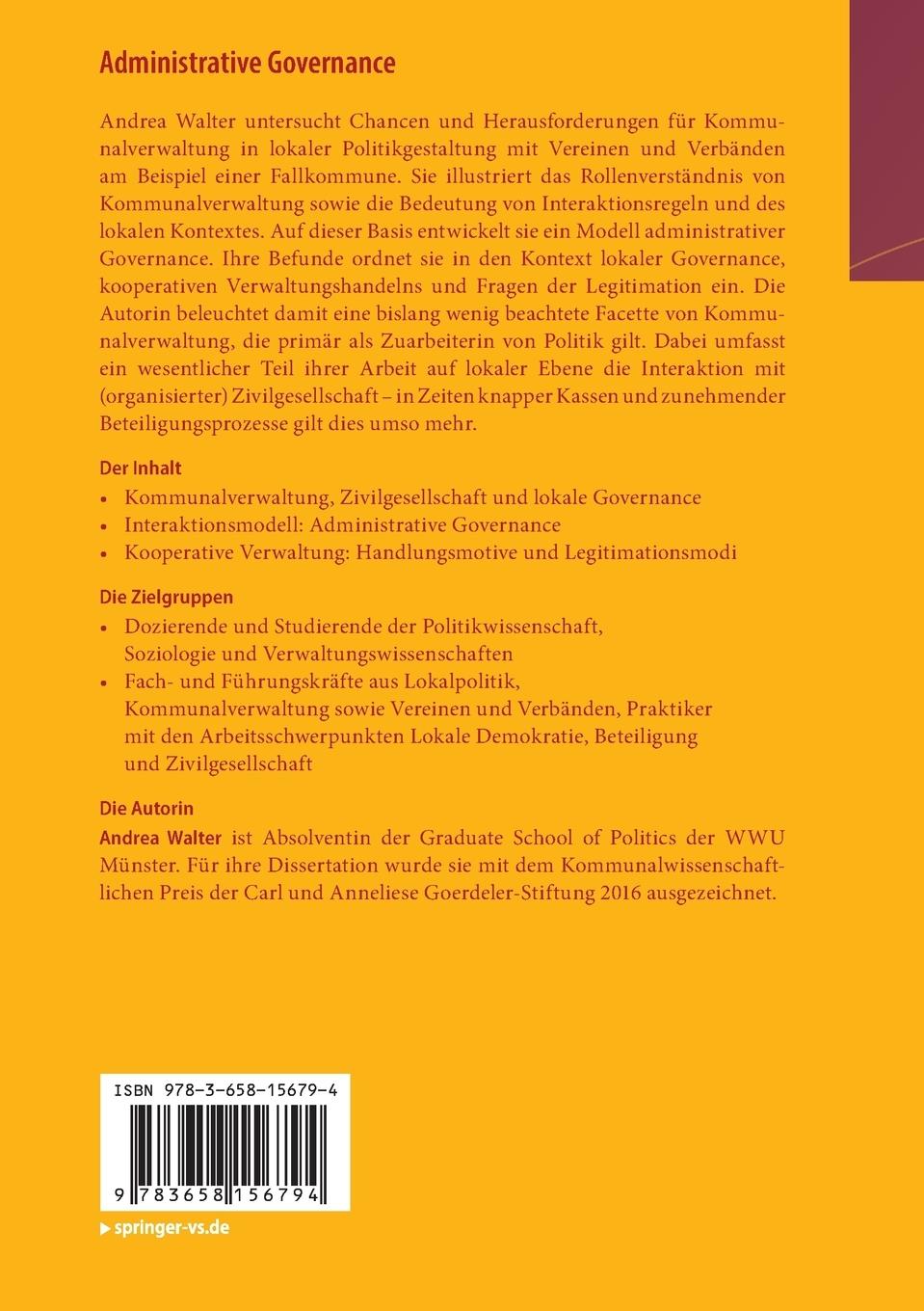 Rückseitencover Administrative Governance