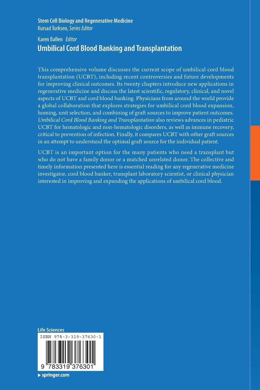 Rückseitencover Umbilical Cord Blood Banking and Transplantation