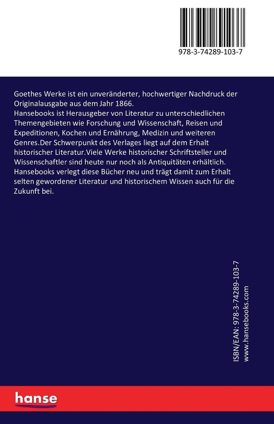 Rückseitencover Goethes Werke