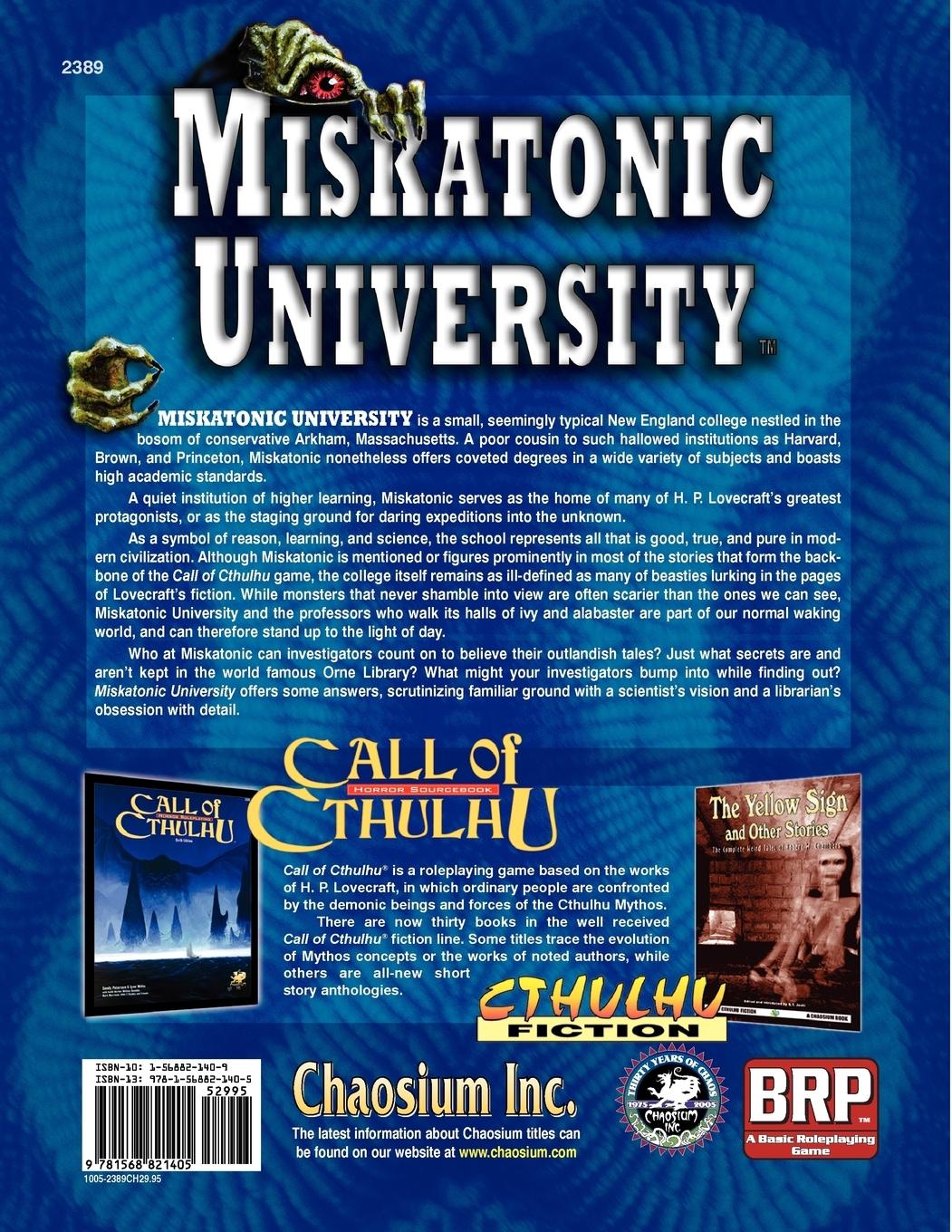 Rückseitencover Miskatonic University