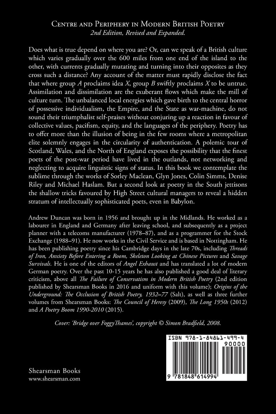 Rückseitencover Centre and Periphery in Modern British Poetry