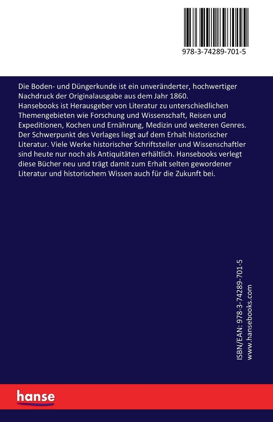 Rückseitencover Die Boden- und Düngerkunde