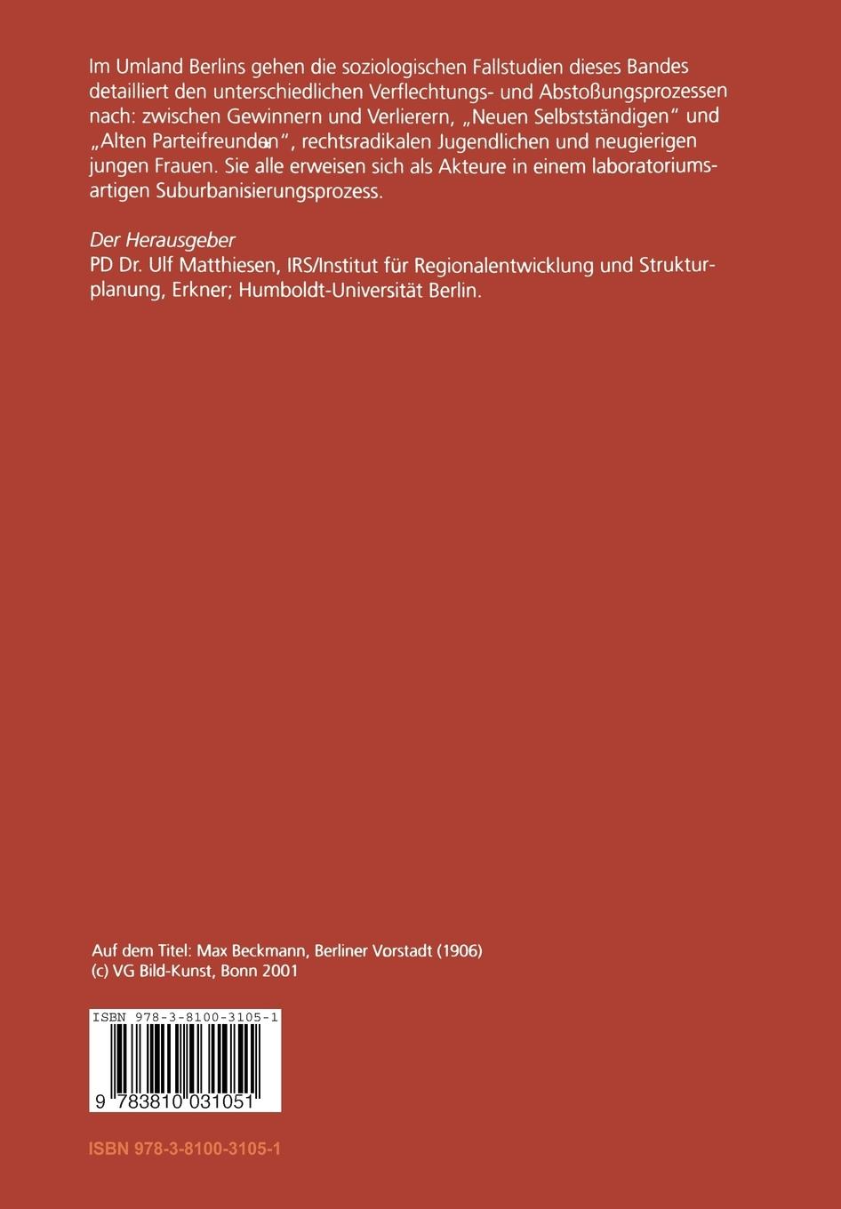 Rückseitencover An den Rändern der deutschen Hauptstadt