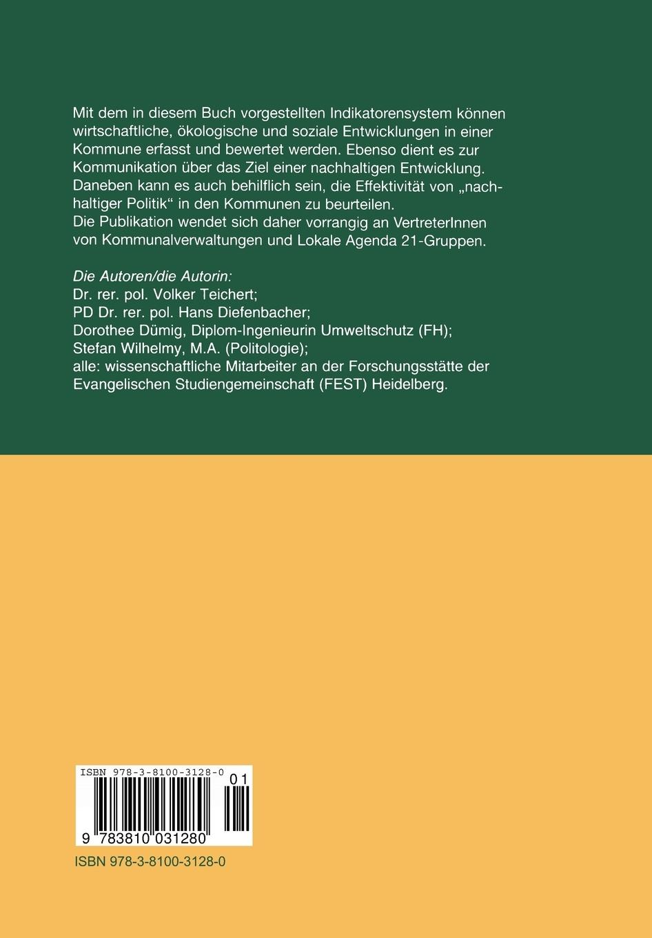 Rückseitencover Indikatoren zur Lokalen Agenda 21