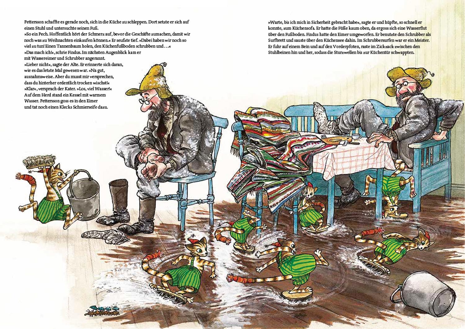 Beispielinhalt (Bild) Pettersson und Findus. Pettersson kriegt Weihnachtsbesuch