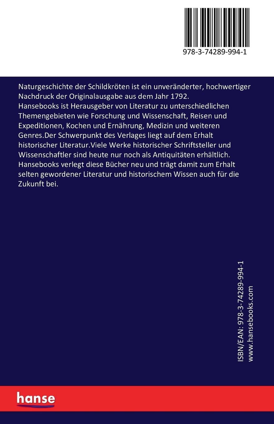 Rückseitencover Naturgeschichte der Schildkröten