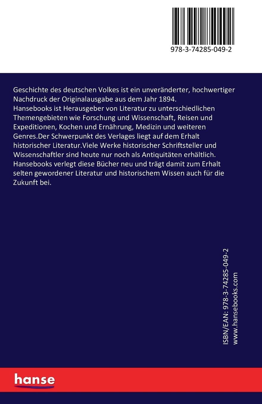 Rückseitencover Geschichte des deutschen Volkes