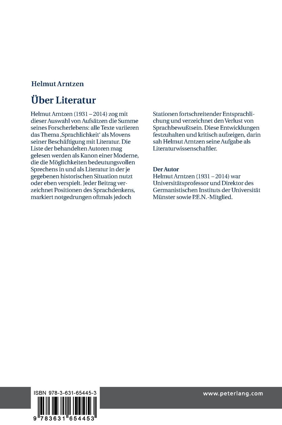 Rückseitencover Über Literatur