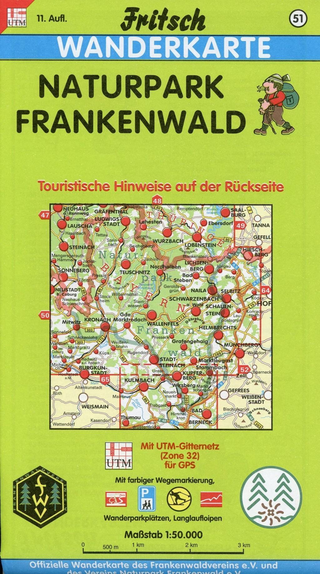 Vorderes Coverbild Naturpark Frankenwald 1 : 50 000. Fritsch Wanderkarte