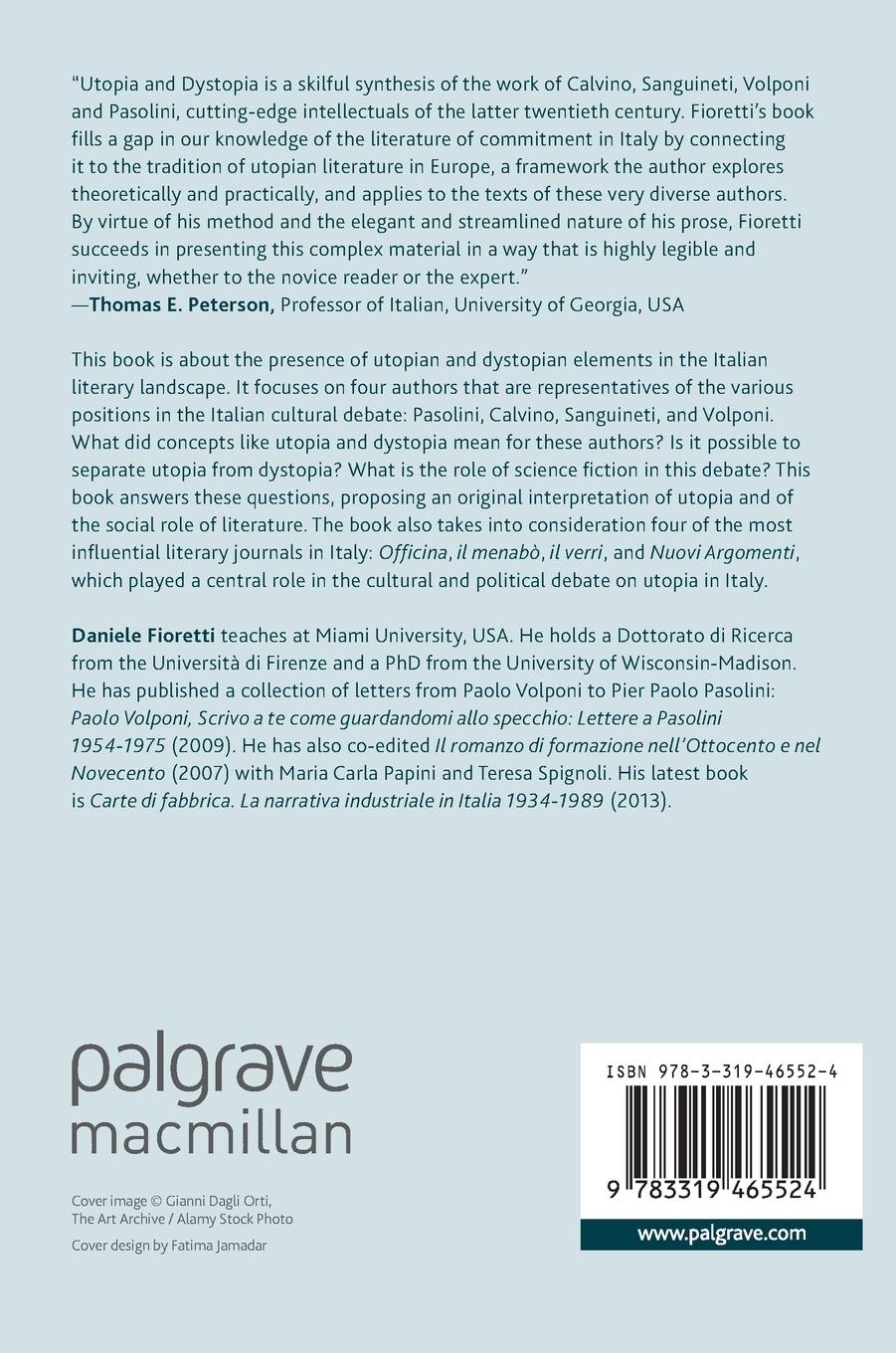 Rückseitencover Utopia and Dystopia in Postwar Italian Literature