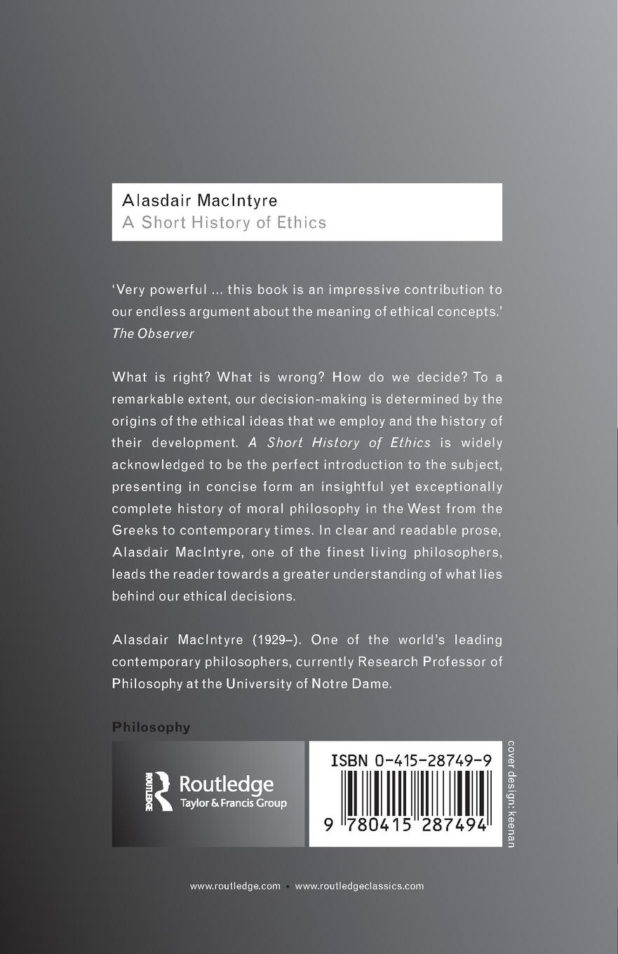 Rückseitencover A Short History of Ethics