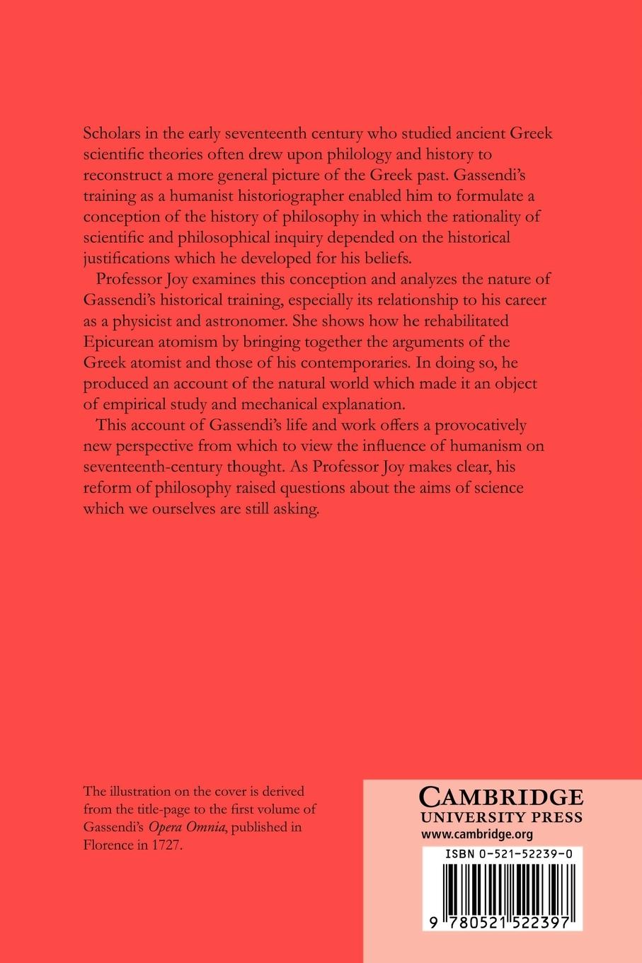 Rückseitencover Gassendi the Atomist