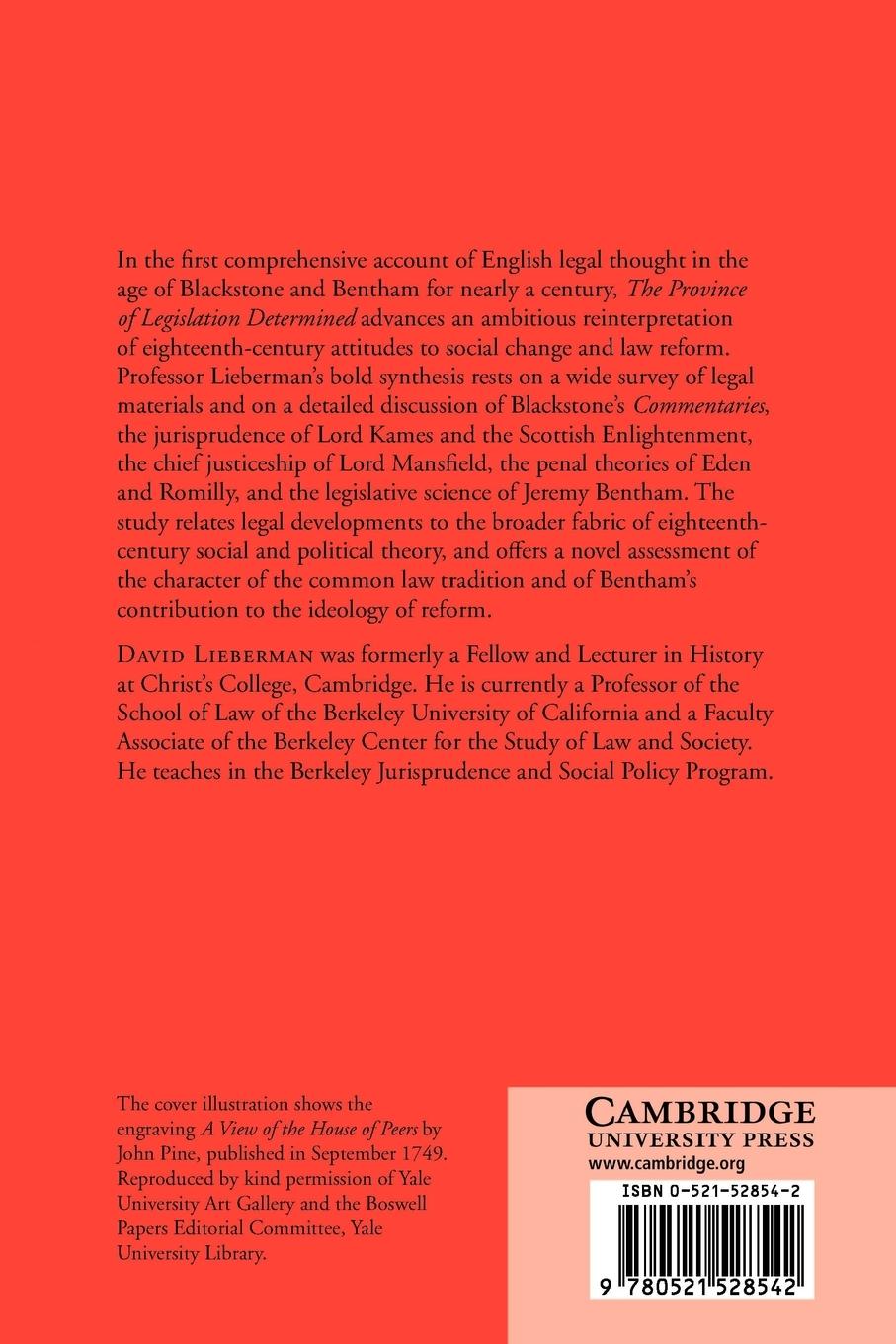Rückseitencover The Province of Legislation Determined