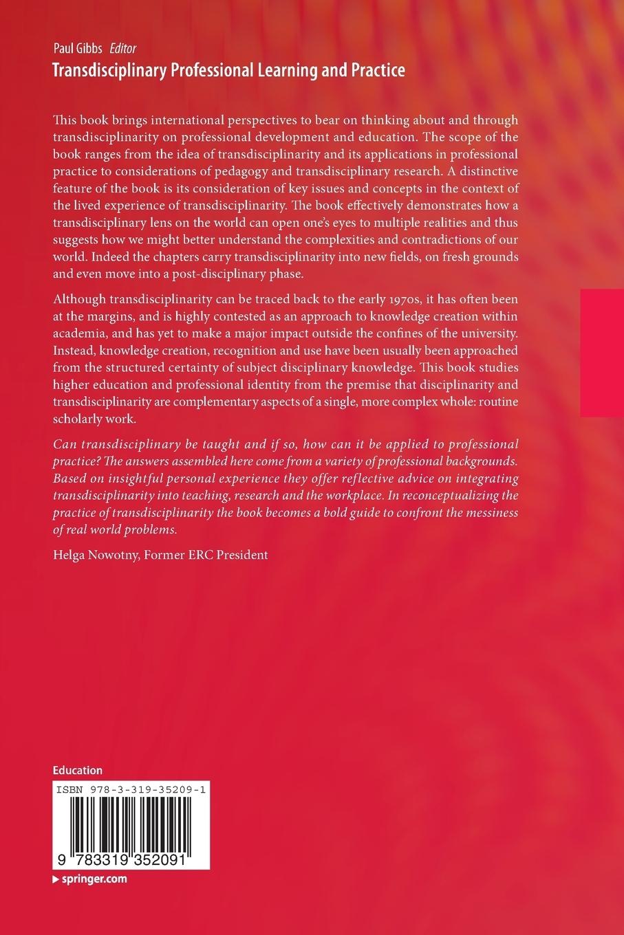 Rückseitencover Transdisciplinary Professional Learning and Practice