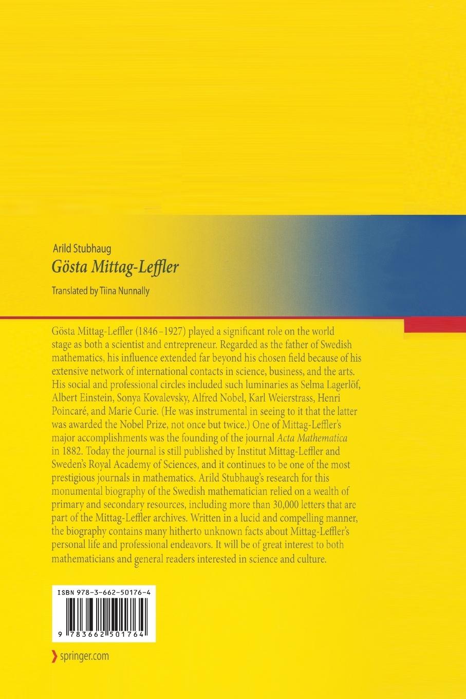 Rückseitencover Gösta Mittag-Leffler