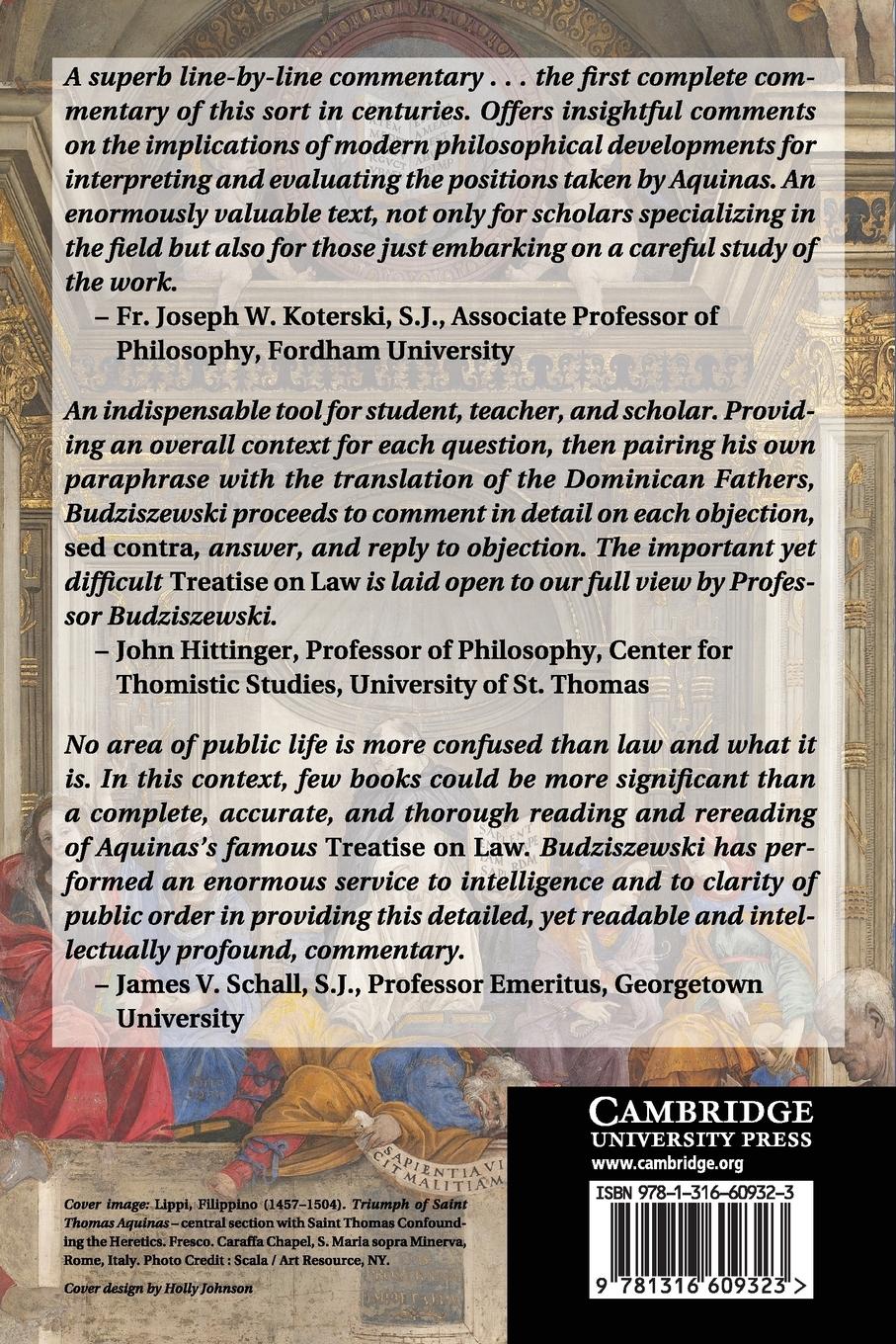 Rückseitencover Commentary on Thomas Aquinas's Treatise on             Law