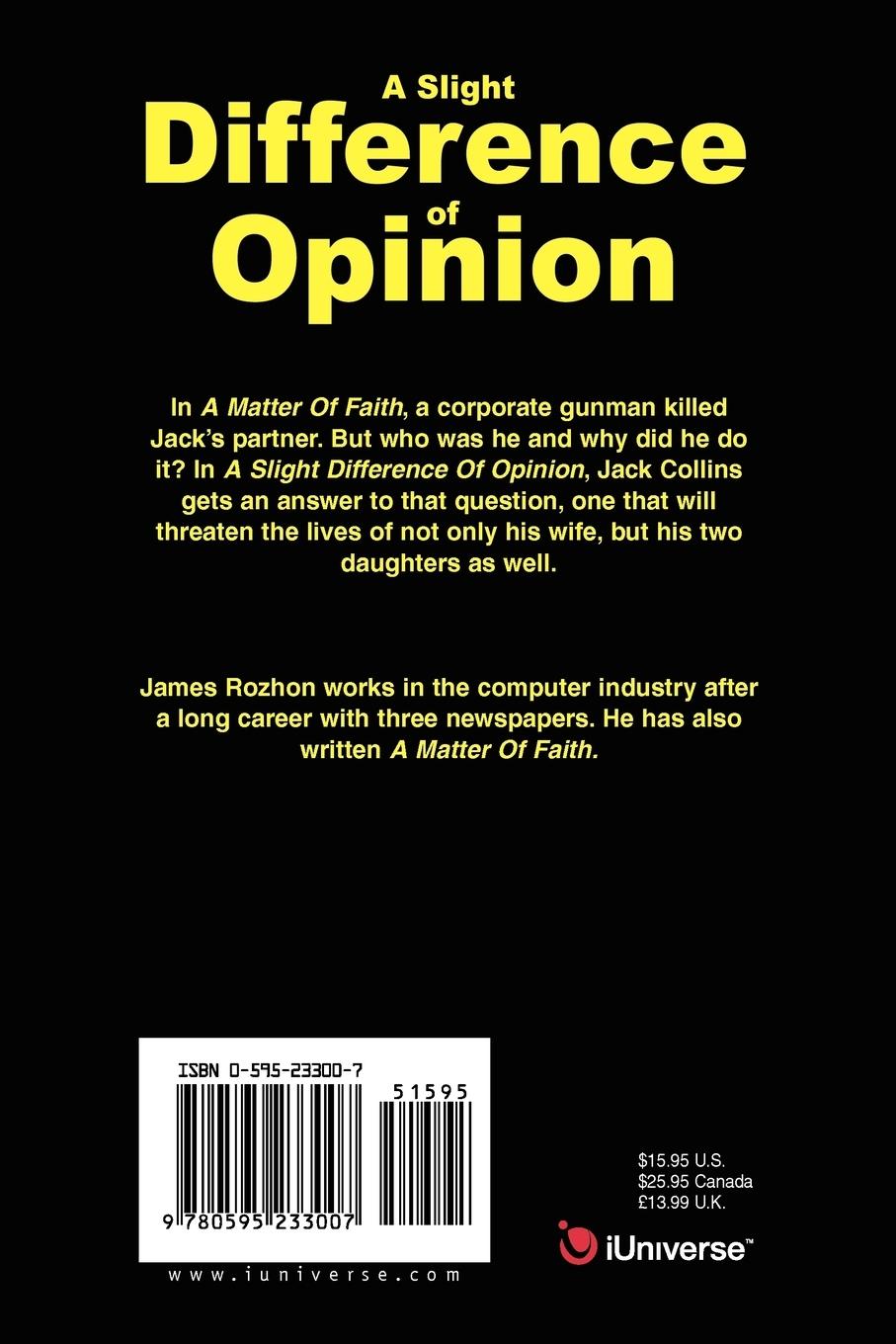 Rückseitencover A Slight Difference of Opinion